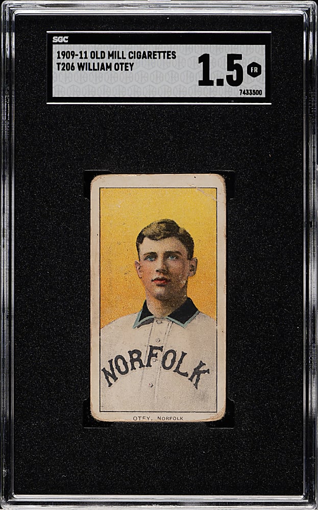 1909-1911 T206 White Border William Otey Southern Leaguer SGC FAIR 1.5 - Old Mill Back