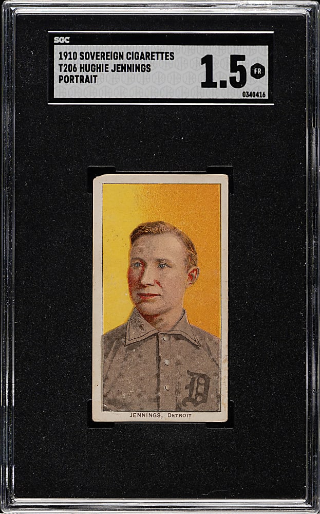 1909-1911 T206 White Border Hughie Jennings Portrait SGC FAIR 1.5 - Sovereign 350 Back