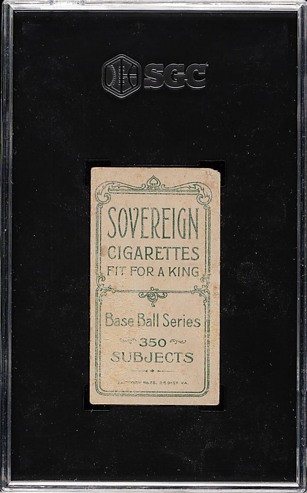 1909-1911 T206 White Border Hughie Jennings Portrait SGC FAIR 1.5 - Sovereign 350 Back