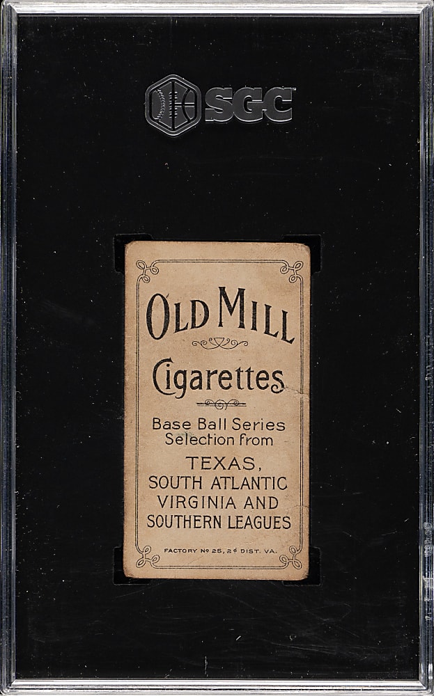 1909-1911 T206 White Border Dom Mullaney Southern Leaguer SGC FAIR 1.5 - Old Mill Back