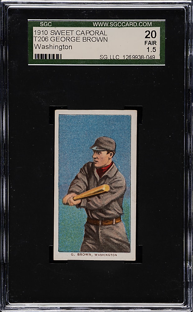 1909-1911 T206 White Border George Brown Washington SGC FAIR 20