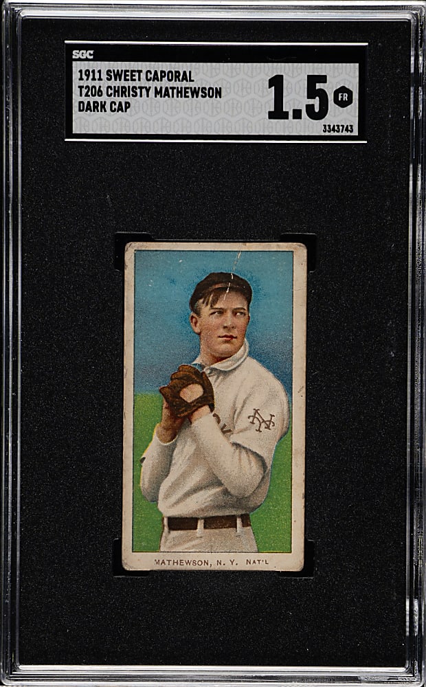1909-1911 T206 White Border Christy Mathewson White Cap SGC FAIR 1.5