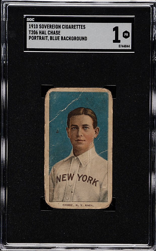 1909-1911 T206 White Border Hal Chase Portrait Blue Background SGC POOR 1 - Sovereign 350 Back