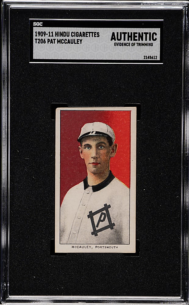 1909-1911 T206 White Border Pat McCauley Southern Leaguer SGC Authentic - Brown Hindu Back