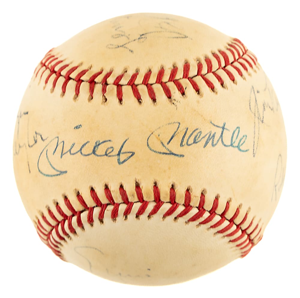 Hall of Fame and Stars Multi-Signed Baseball with Mickey Mantle, Elgin Baylor, and Rick Barry - JSA