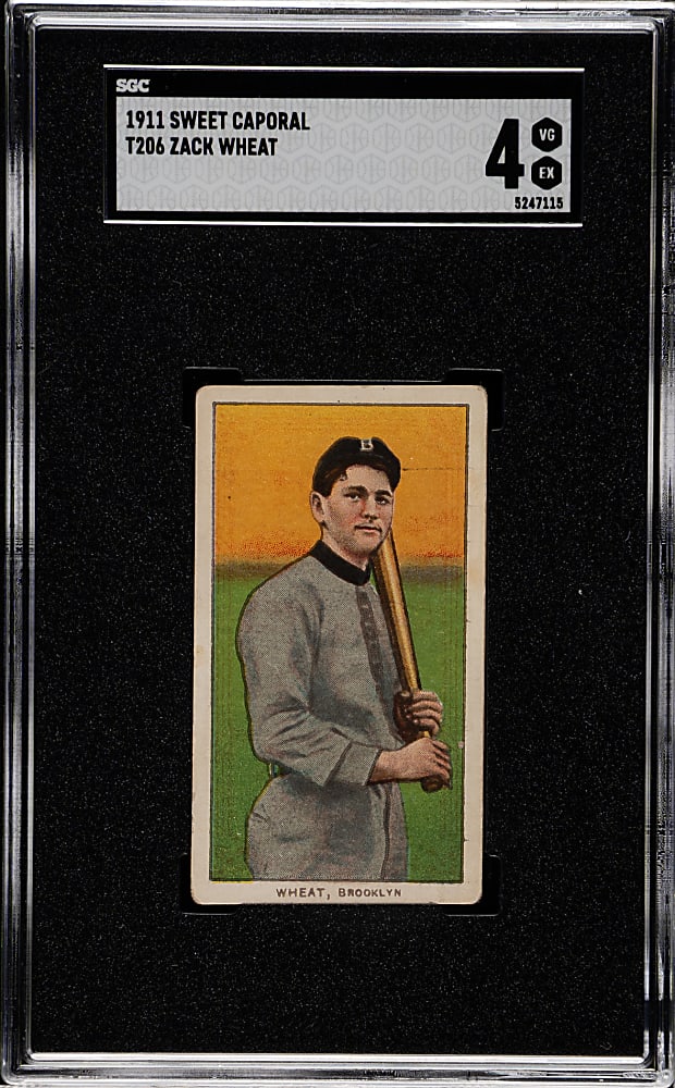 1909-1911 T206 White Border Zack Wheat Rookie SGC VG/EX 4