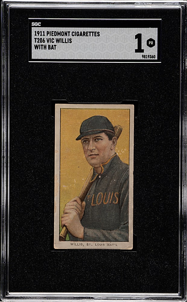 1909-1911 T206 White Border Vic Willis with Bat SGC POOR 1