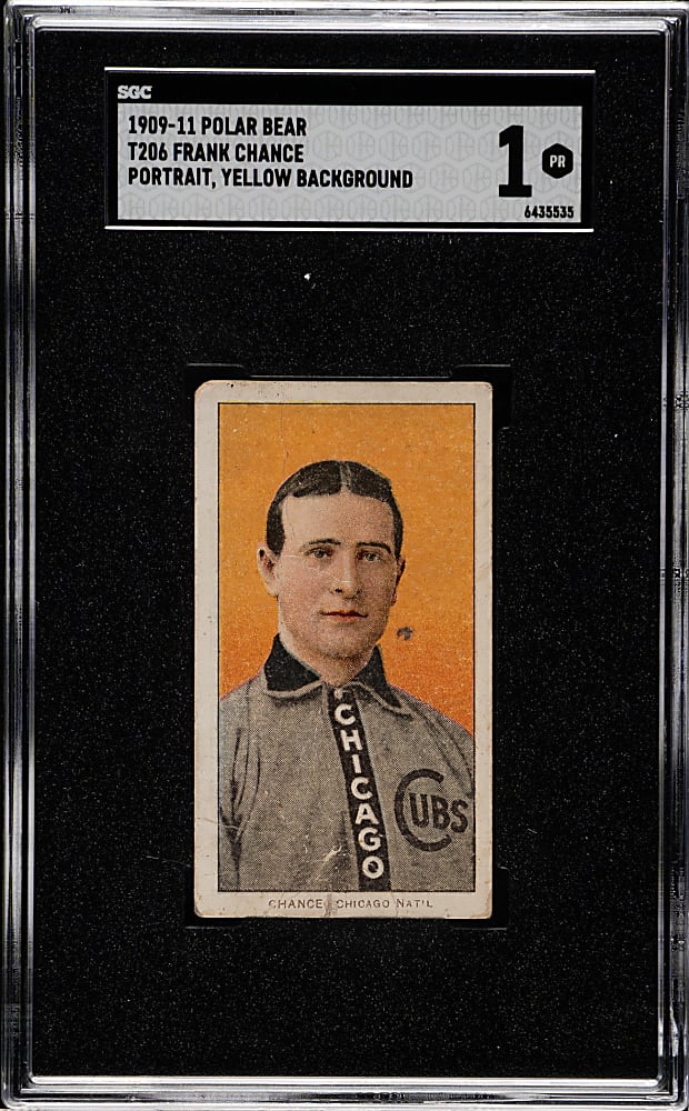 1909-1911 T206 White Border Frank Chance Portrait Yellow Background SGC POOR 1 - Polar Bear Back