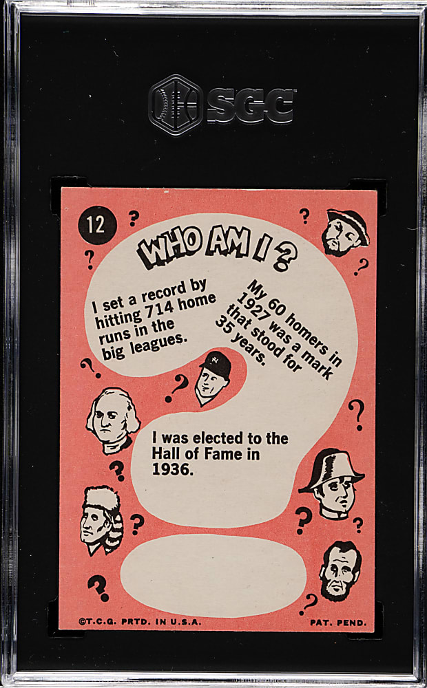 1967 Topps "Who Am I?" #12 Babe Ruth SGC EX 5