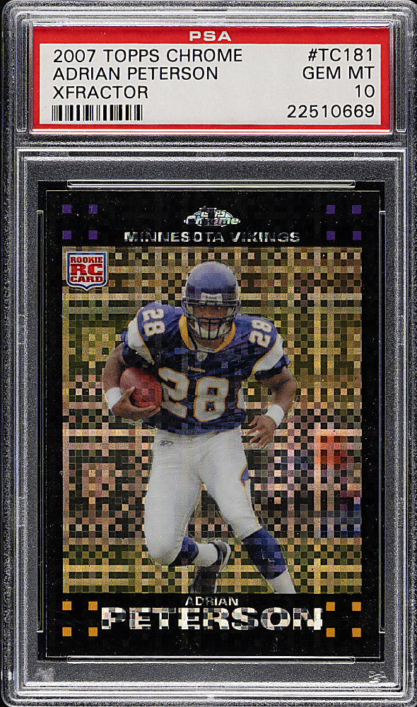2007 Topps Chrome Football #TC181 Adrian Peterson Rookie XFractor PSA GEM MINT 10