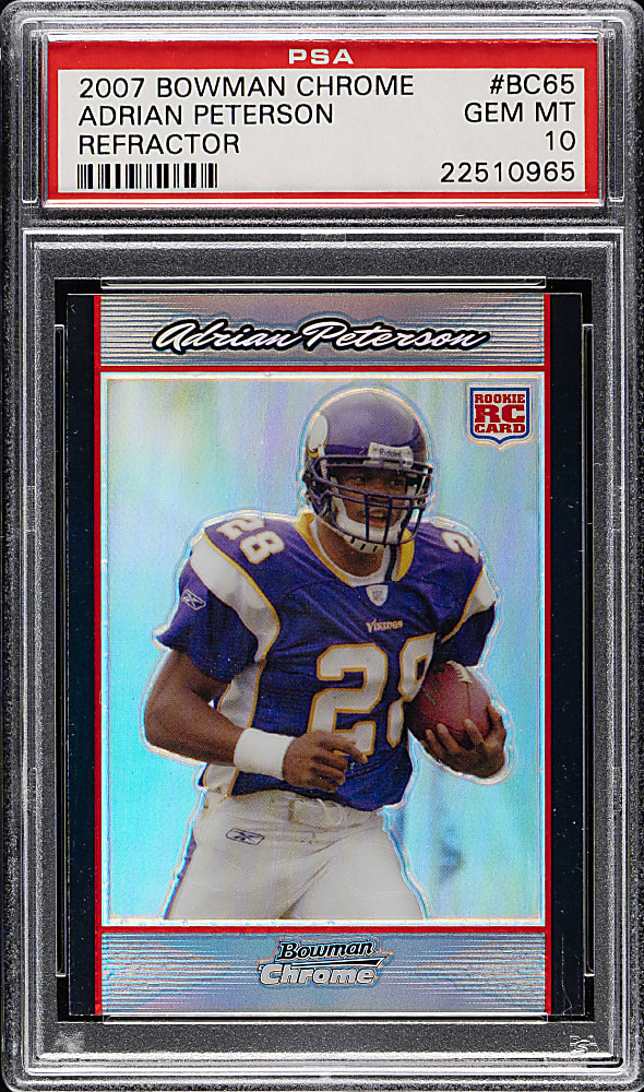 2007 Bowman Chrome Football #BC65 Adrian Peterson Rookie Refractor PSA GEM MINT 10