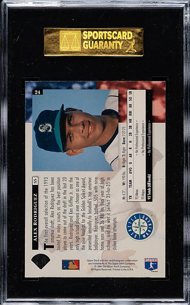 1994 Upper Deck #24 Alex Rodriguez Rookie SGC GEM 98