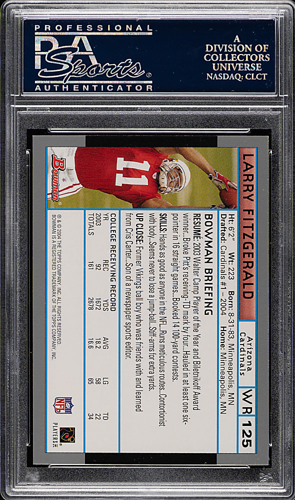 2004 Bowman Football #118 Larry Fitzgerald Rookie PSA GEM MINT 10