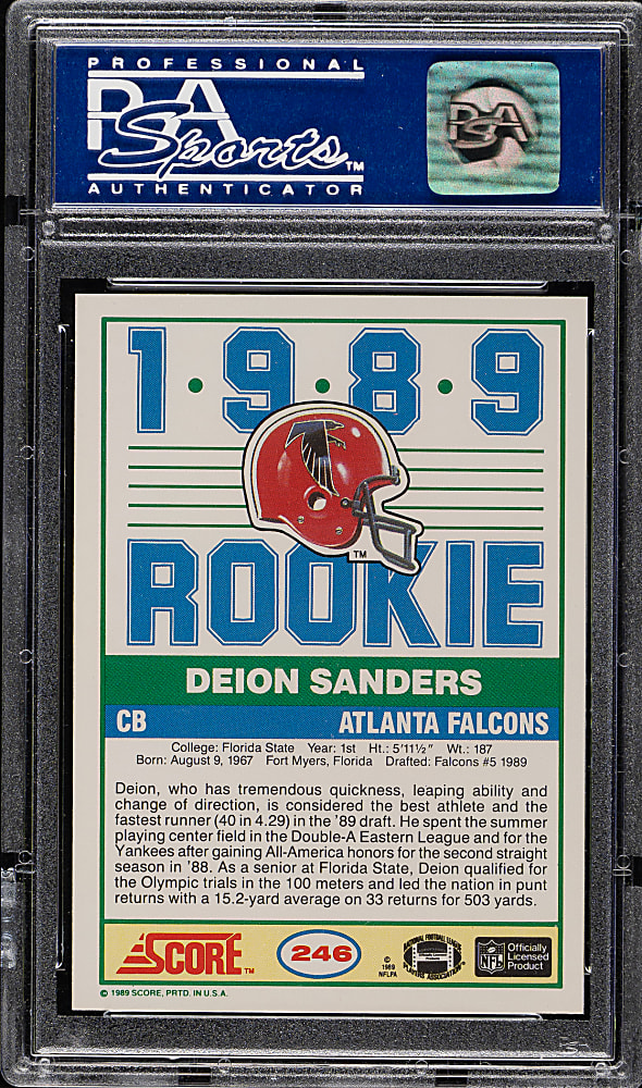 1989 Score Football #246 Deion Sanders Rookie PSA MINT 9