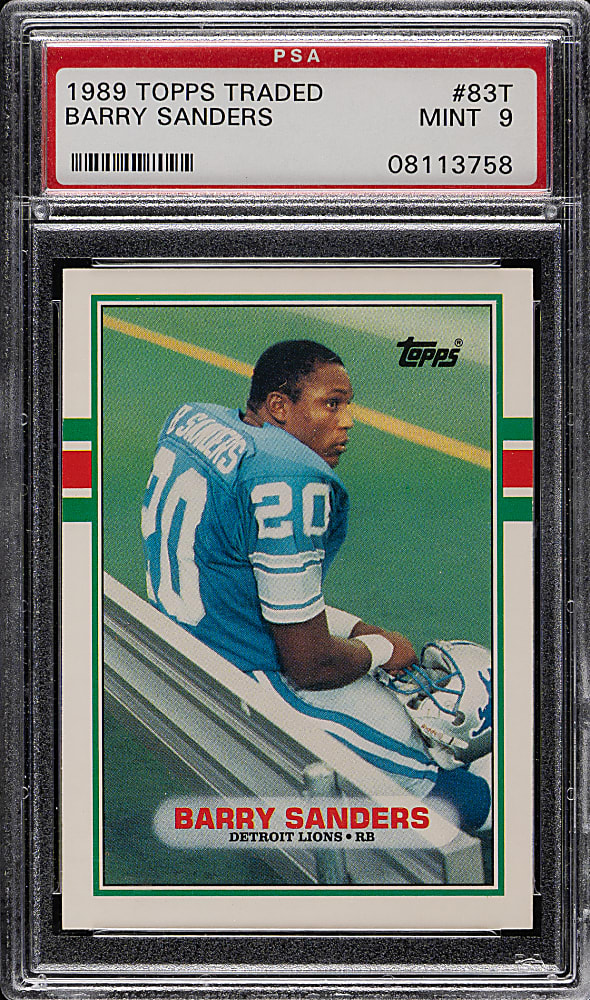 1989 Topps Traded Football #83T Barry Sanders Rookie PSA MINT 9
