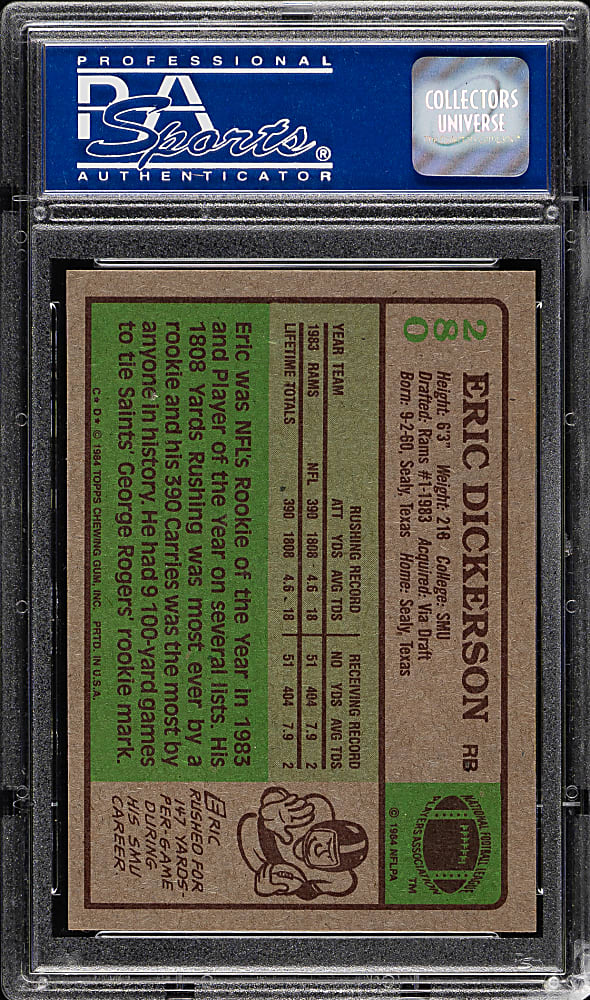 1984 Topps Football #280 Eric Dickerson Rookie PSA NM-MT 8