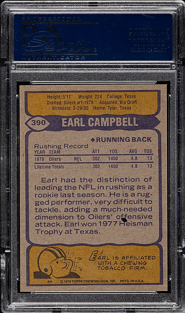 1979 Topps Football #390 Earl Campbell Rookie PSA NM-MT 8