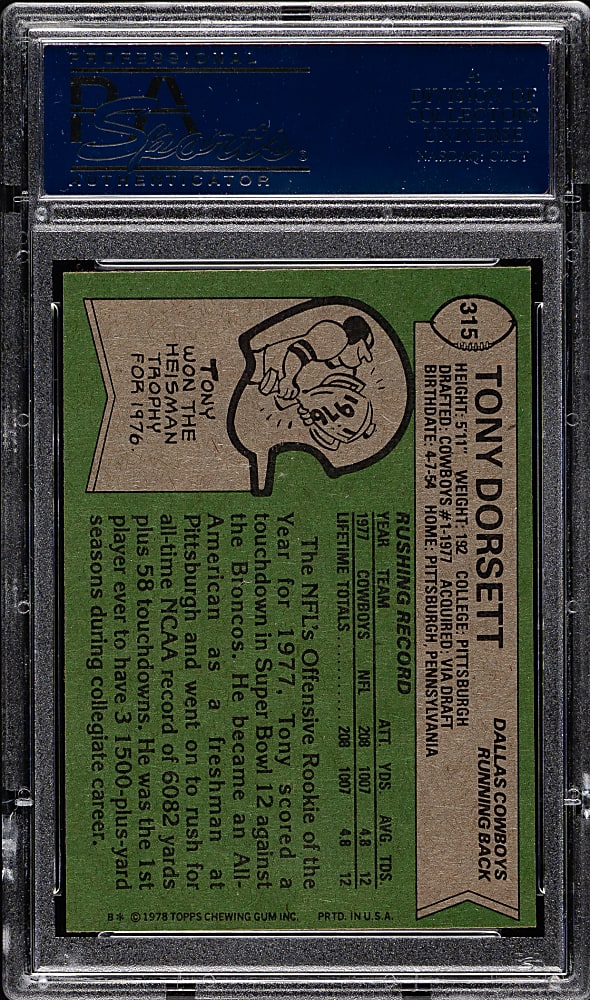 1978 Topps Football #315 Tony Dorsett Rookie PSA NM-MT 8