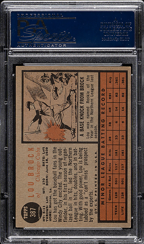 1962 Topps #387 Lou Brock Rookie PSA EX 5