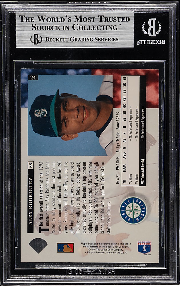 1994 Upper Deck Electric Diamond #24 Alex Rodriguez Rookie BGS NM-MT+ 8.5