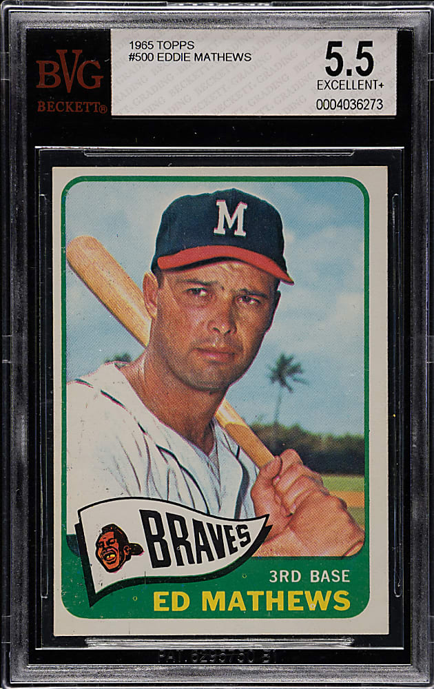 1965 Topps #500 Eddie Mathews BVG EX+ 5.5