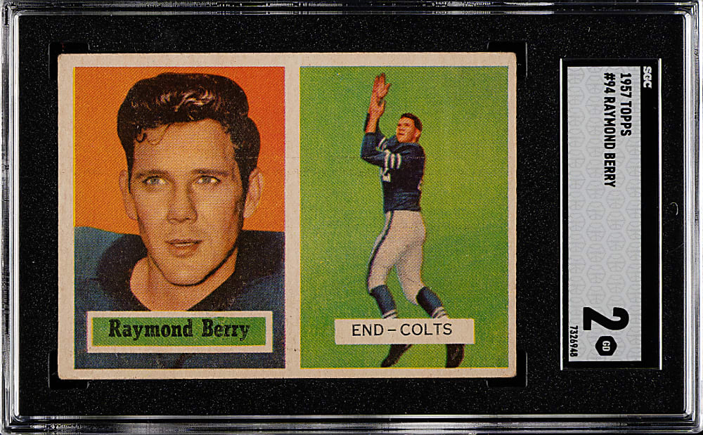 1957 Topps Football #94 Raymond Berry Rookie SGC GOOD 2
