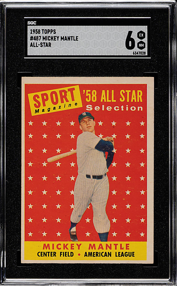 1958 Topps #487 Mickey Mantle All-Star SGC EX/NM 6