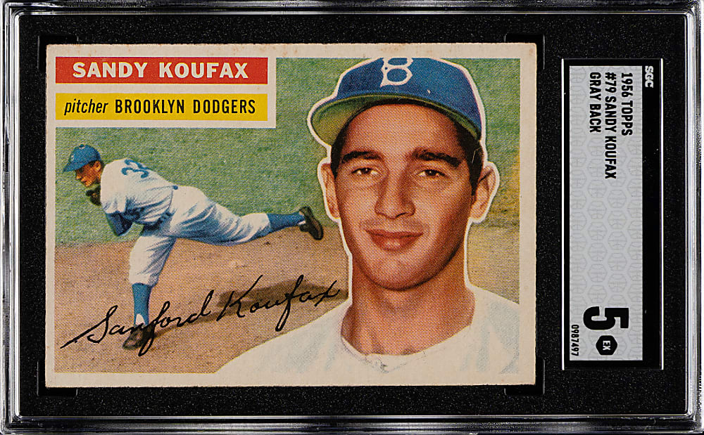 1956 Topps #79 Sandy Koufax Gray Back SGC EX 5