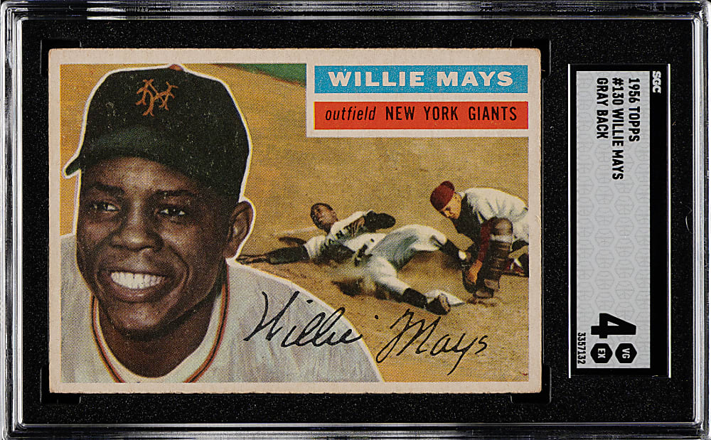 1956 Topps #130 Willie Mays Gray Back SGC VG/EX 4