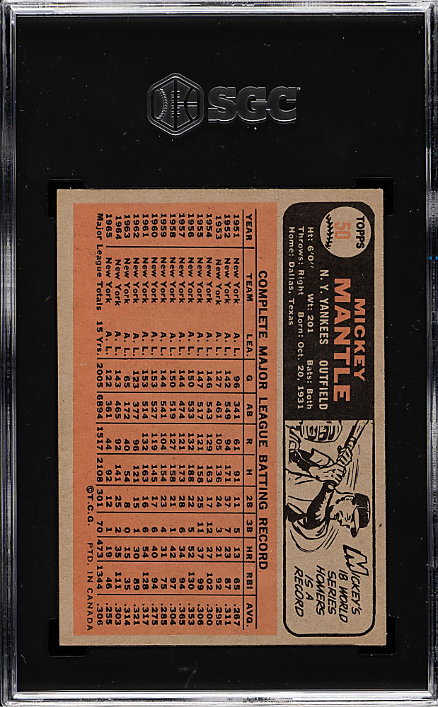 1966 O-Pee-Chee #50 Mickey Mantle SGC EX 5