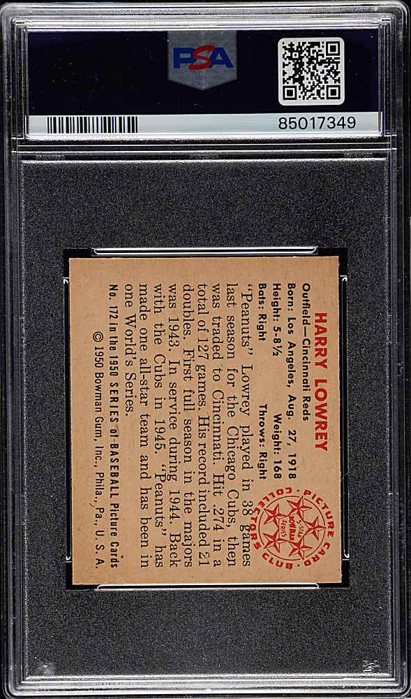 1950 Bowman #172 Harry Lowrey PSA NM-MT 8