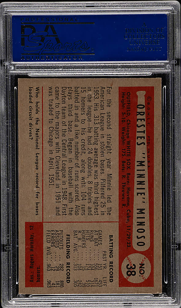 1954 Bowman #38 Minnie Minoso PSA EX-MT 6