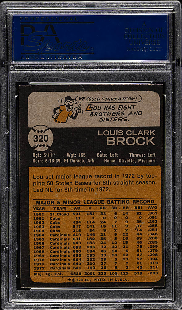 1973 Topps #320 Lou Brock PSA NM-MT 8
