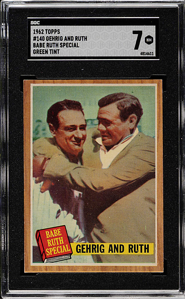 1962 Topps #140 Gehrig and Ruth Green Tint SGC NM 7
