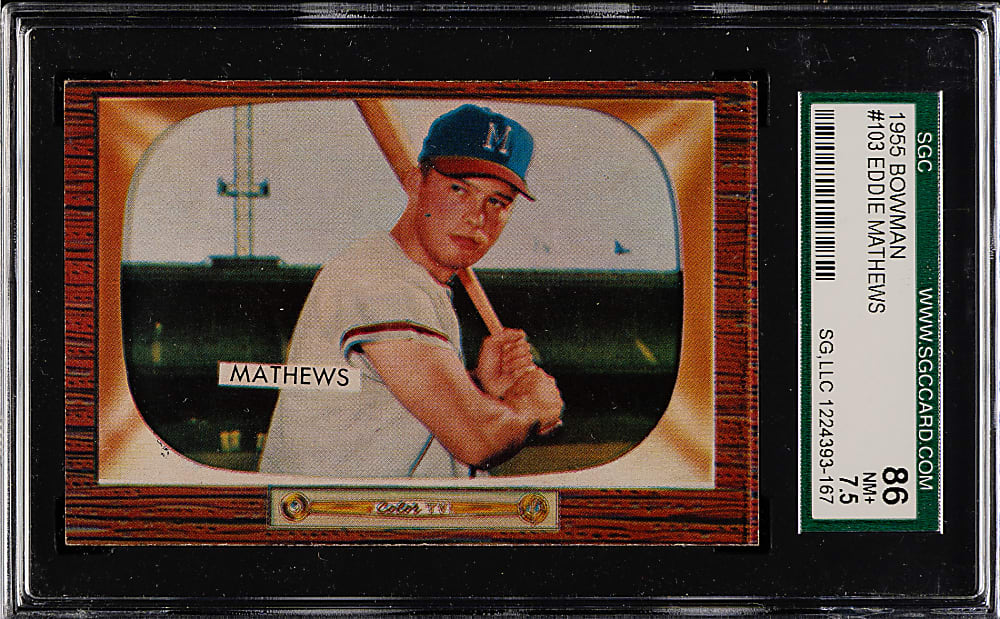 1955 Bowman #103 Eddie Mathews SGC NM+ 86