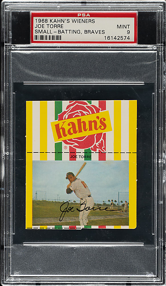 1968 Kahn's Wieners Joe Torre Small PSA MINT 9