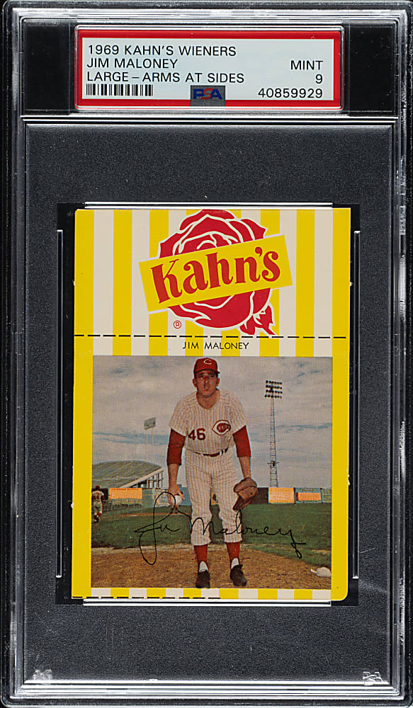 1969 Kahn's Wieners Jim Maloney Large PSA MINT 9