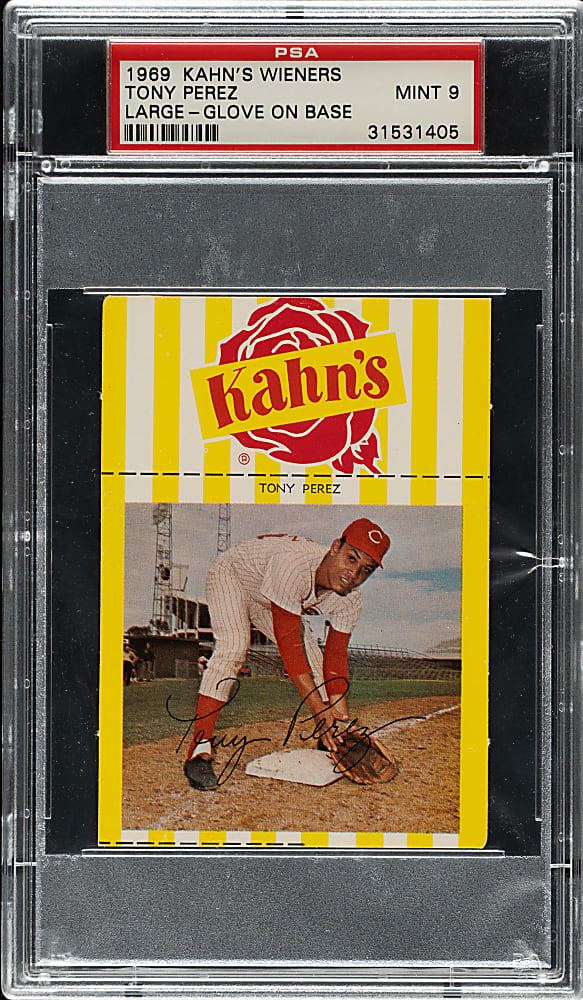 1969 Kahn's Wieners Tony Perez Large PSA MINT 9