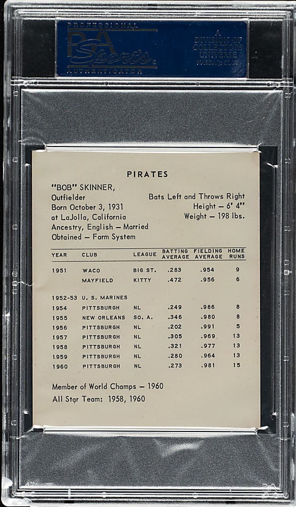 1961 Kahn's Wieners Bob Skinner PSA NM-MT+ 8.5
