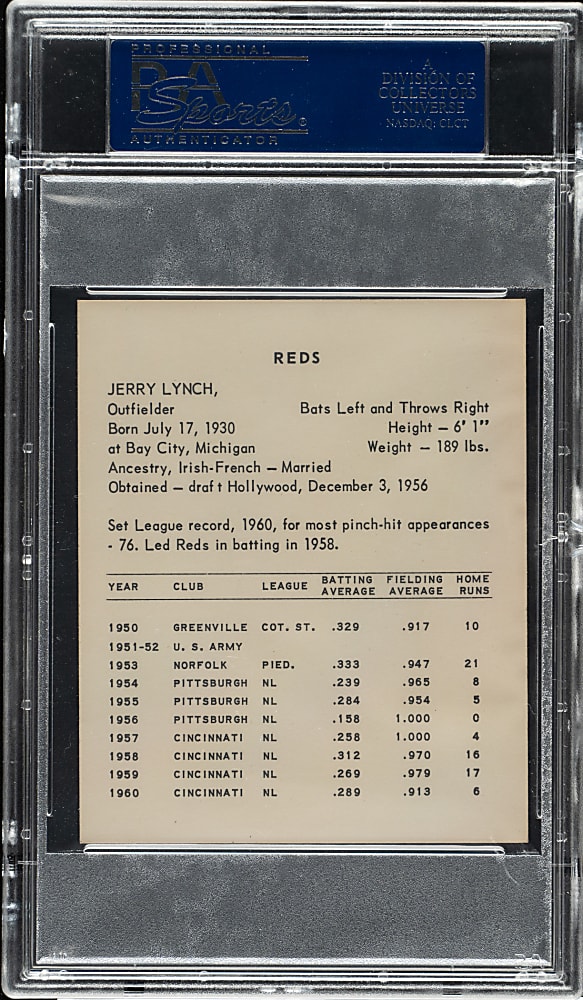 1961 Kahn's Wieners Jerry Lynch PSA NM-MT 8