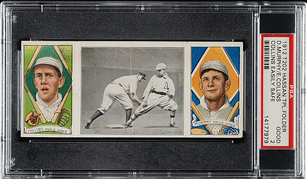 1912 T202 Triple Folder "Collins Easily Safe" Eddie Collins/Murphy PSA GOOD 2
