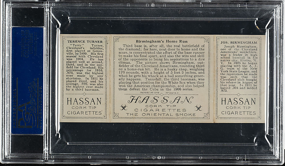 1912 T202 Hassan Triple Folder "Birmingham's Home Run" Birmingham/Turner PSA VG-EX 4