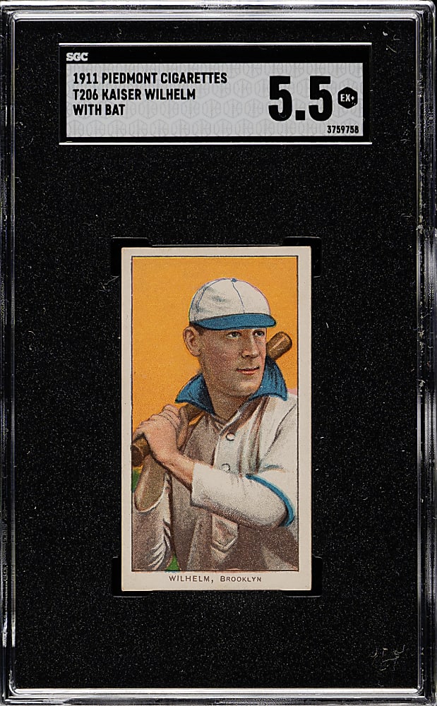 1909-1911 T206 White Border Kaiser Wilhelm with Bat SGC EX+ 5.5