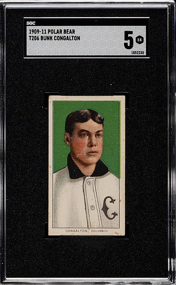 1909-1911 T206 White Border Bunk Congalton SGC EX 5 - Polar Bear Back