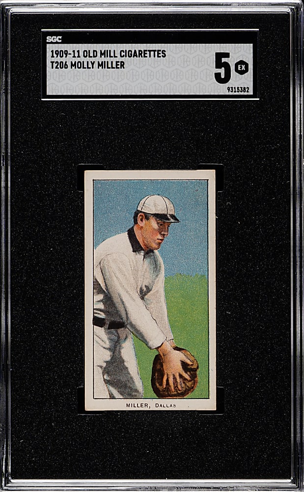 1909-1911 T206 White Border Molly Miller Southern Leaguer SGC EX 5 - Old Mill Back