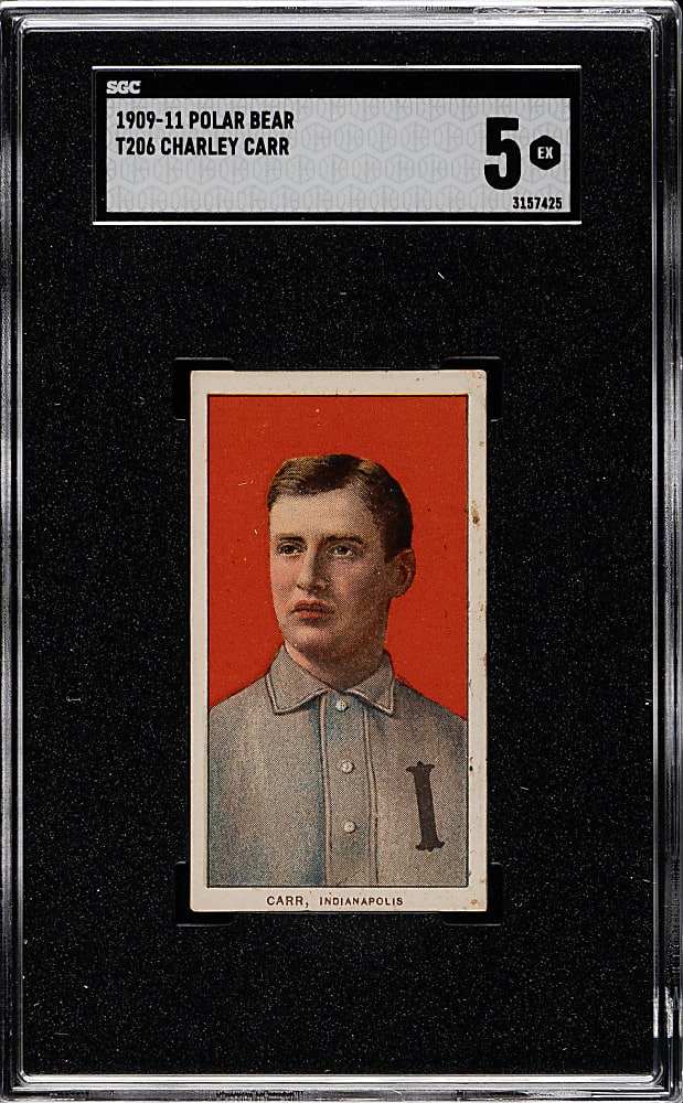 1909-1911 T206 White Border Charley Carr SGC EX 5 - Polar Bear Back