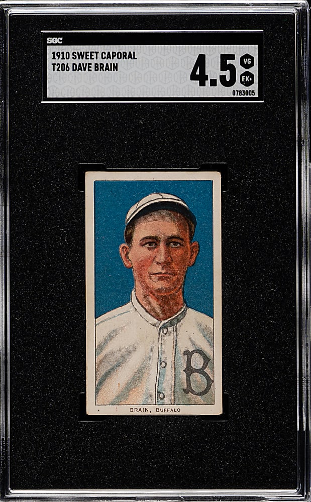 1909-1911 T206 White Border Dave Brain SGC VG/EX+ 4.5