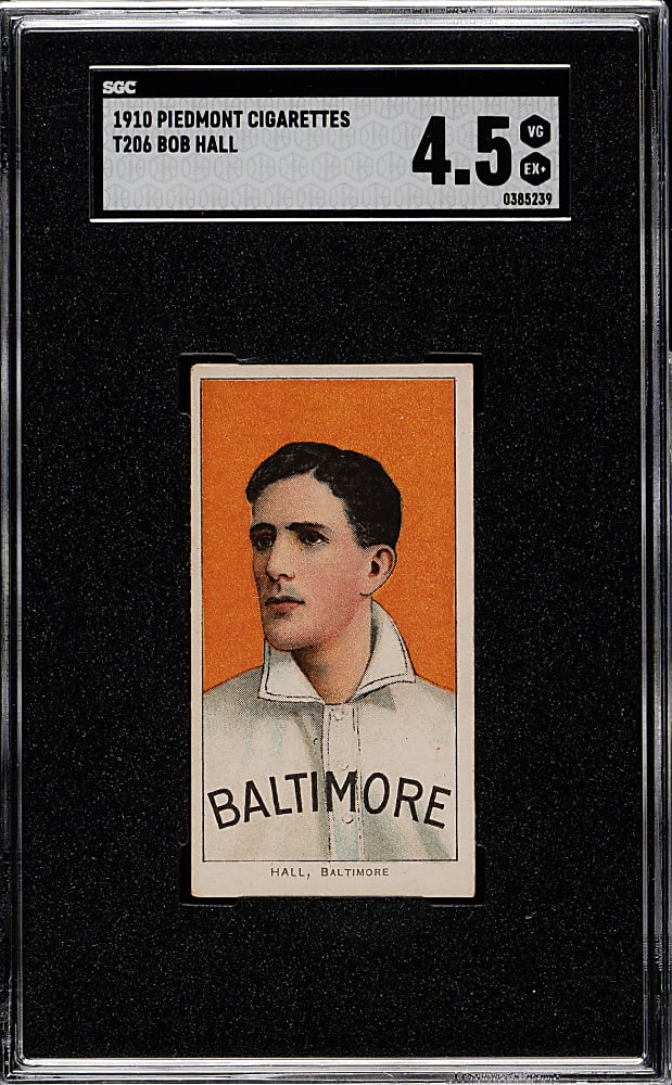 1909-1911 T206 White Border Bob Hall SGC VG/EX+ 4.5
