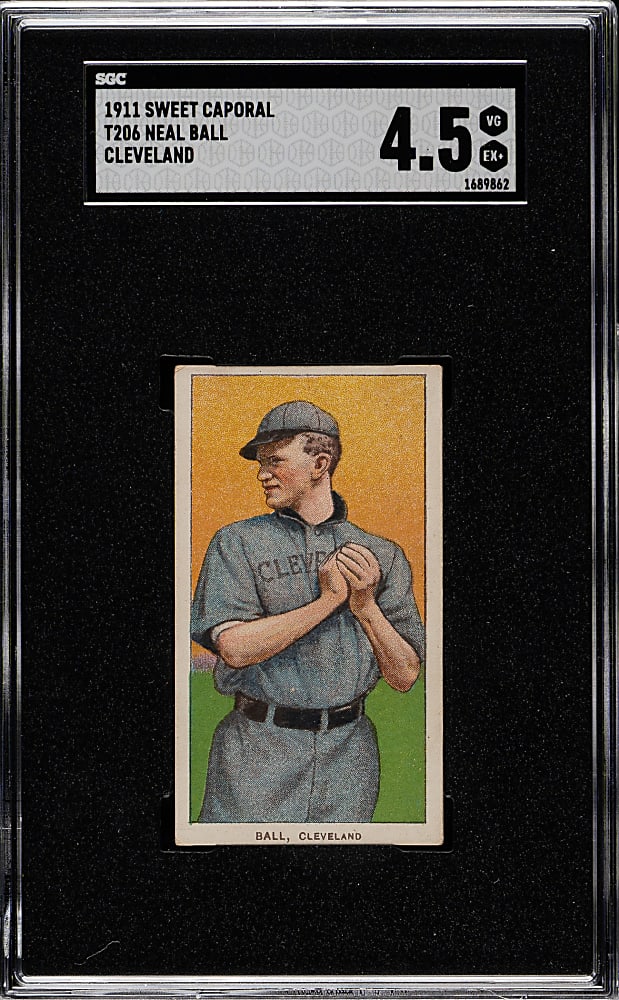 1909-1911 T206 White Border Neal Ball Cleveland SGC VG/EX+ 4.5