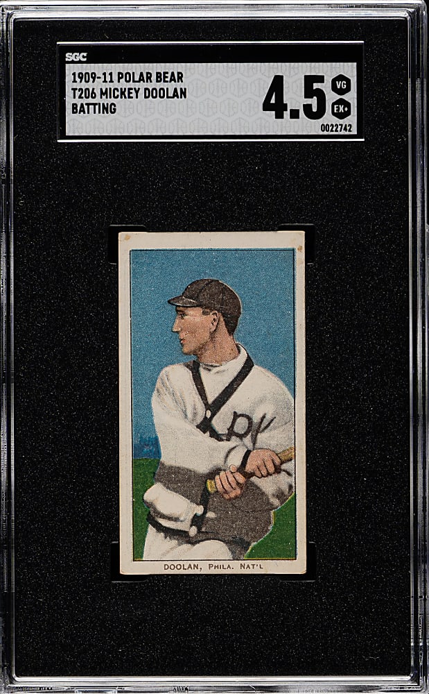 1909-1911 T206 White Border Mickey Doolan Batting SGC VG/EX+ 4.5 - Polar Bear Back